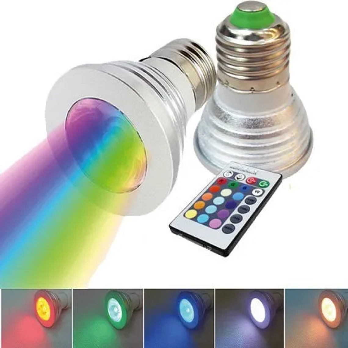 Ampolleta Dicroica E27 Rgb + Control Remoto 2