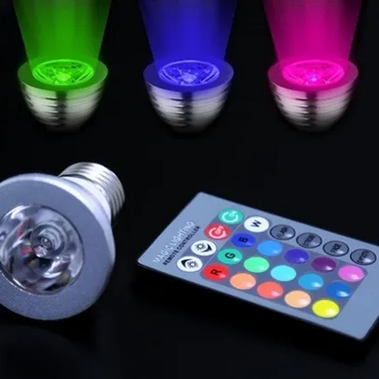 Ampolleta Dicroica E27 Rgb + Control Remoto 3