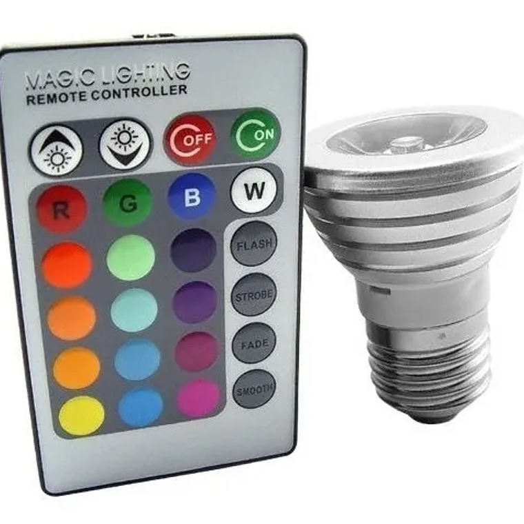 Ampolleta Dicroica E27 Rgb + Control Remoto 4
