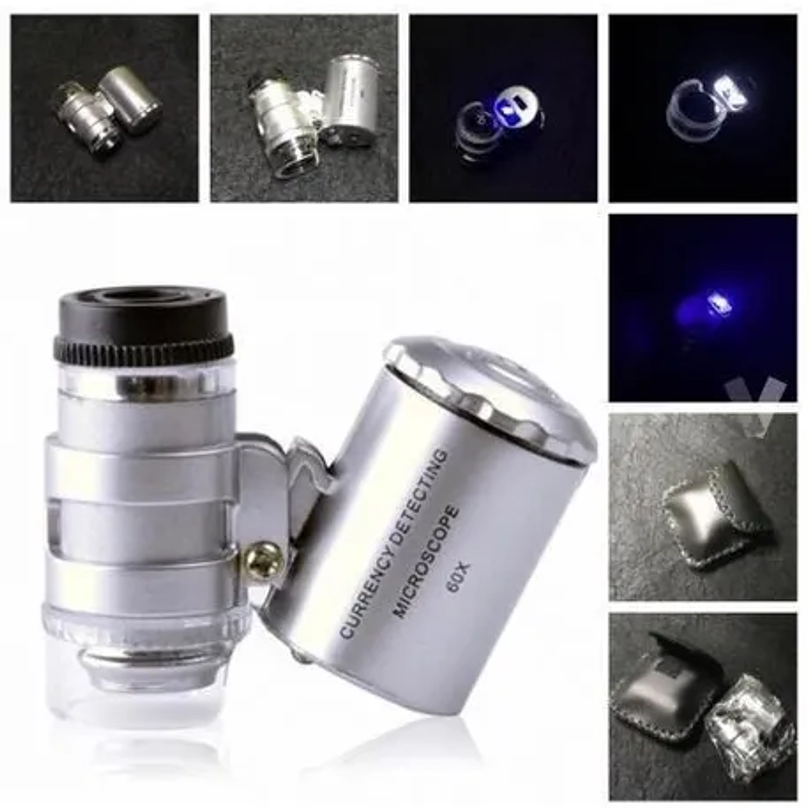 Microscopio Lupa De Bolsillo Luz Led/uv 60x 1