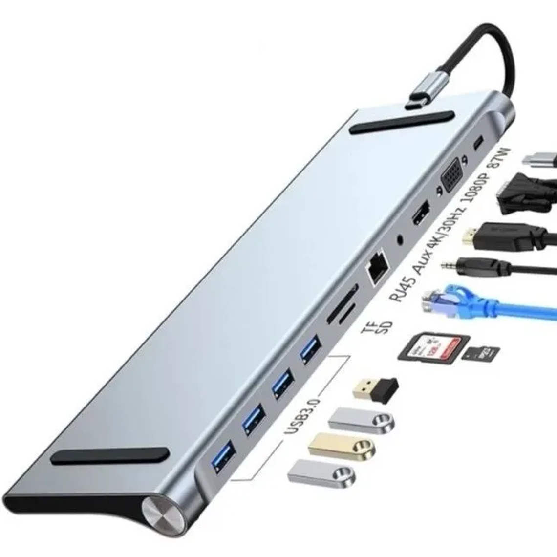 Adaptador Hub 11 En 1 Usb Tipo C Usb-c Hdmi Vga Usb Lan Sd 1