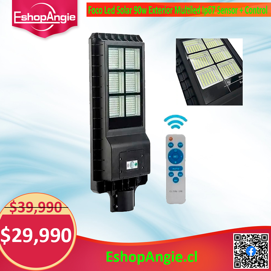 Foco Led Solar 90w Exterior Multiled Ip67 Sensor + Control