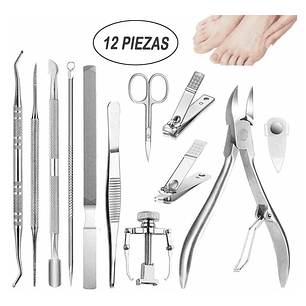 Kit Herramientas Uñas Encarnadas Set Pedicura 12 Pcs
