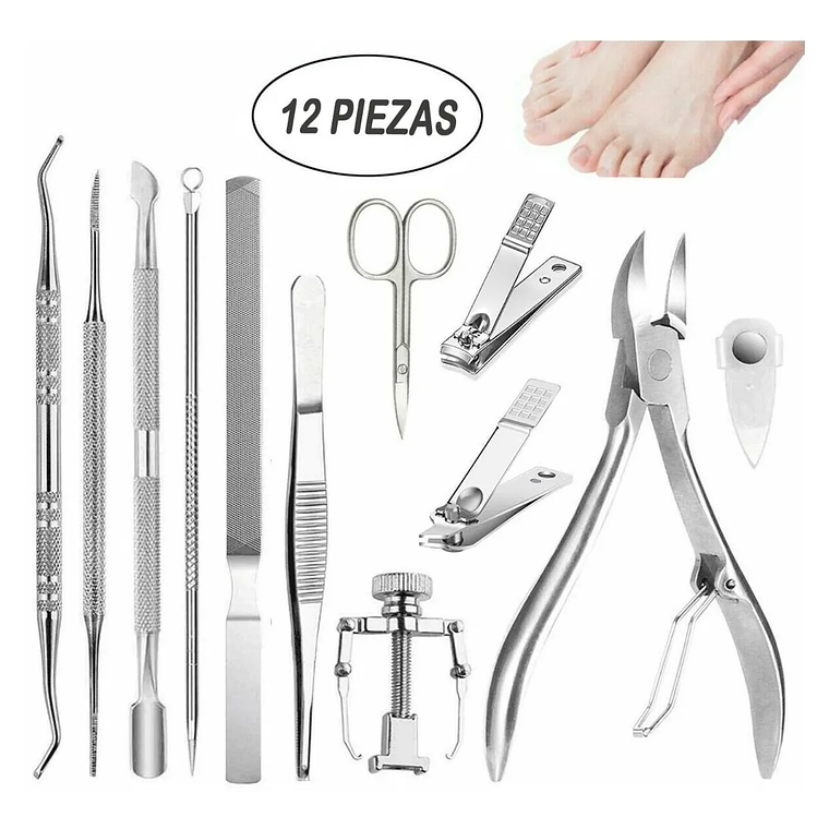Kit Herramientas Uñas Encarnadas Set Pedicura 12 Pcs 1