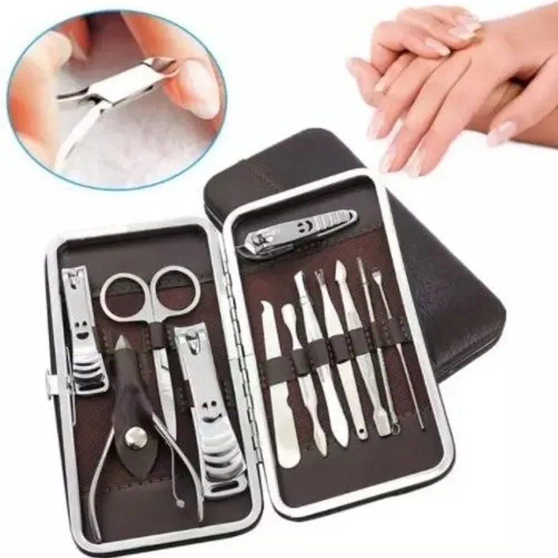 Estuche 12 Pcs Manicure Pedicure Acero Inoxidable 1