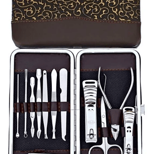 Estuche 12 Pcs Manicure Pedicure Acero Inoxidable