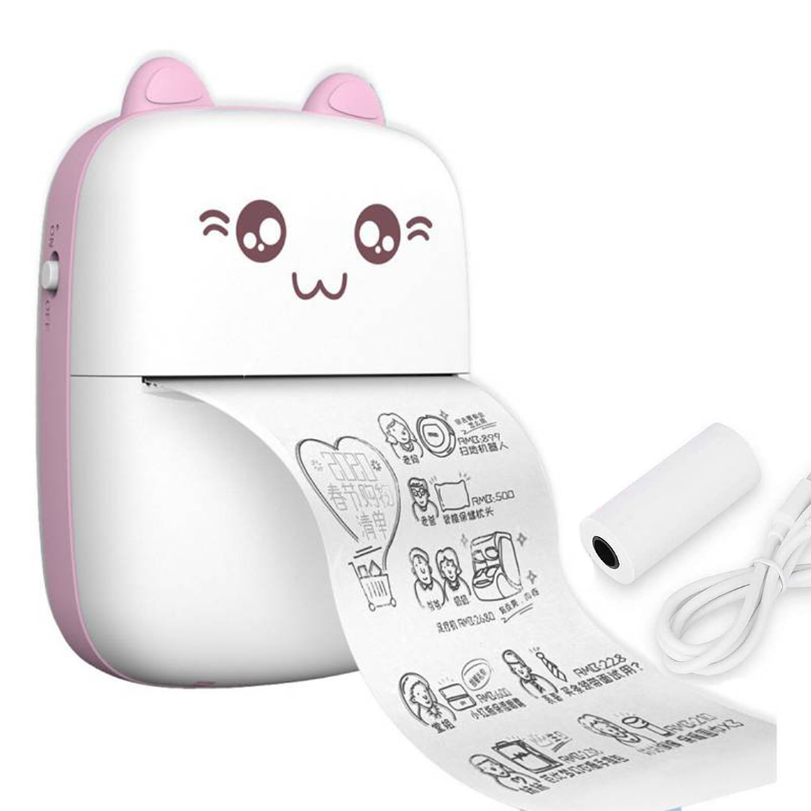 Mini Impresora Térmica Portátil Bluetooth Gatito + 1 Rollo 2
