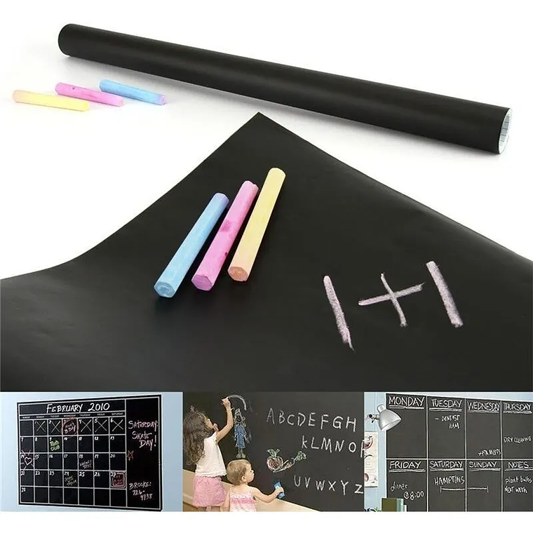 Pizarra Sticker Autoadhesiva Vinilo + Tizas Surtidas 1