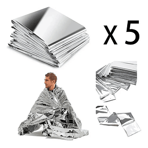 Pack 5 Manta Térmica De Emergencia Trekking Camping 160*210