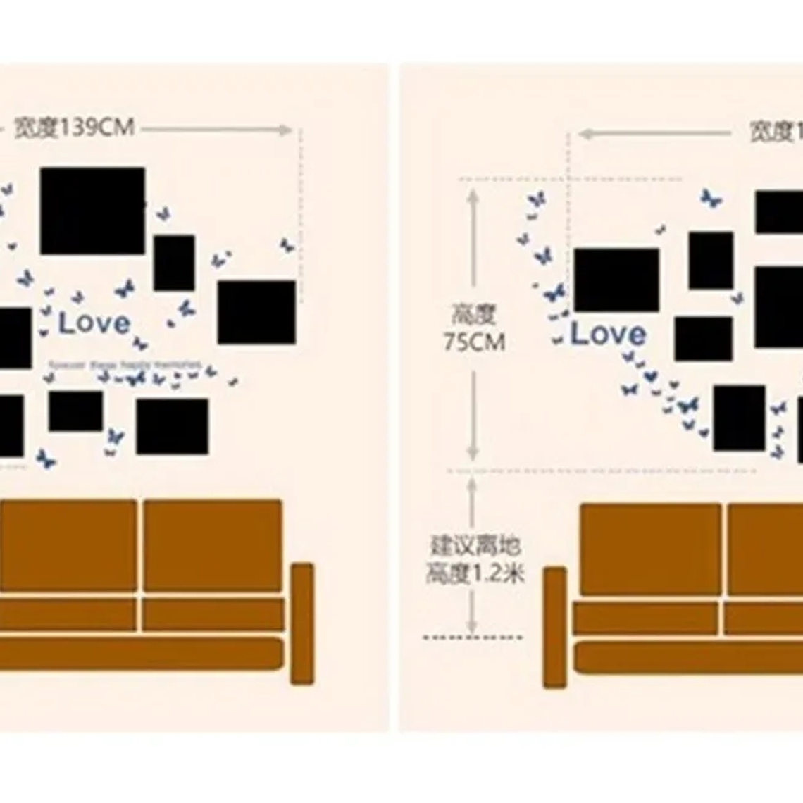 Set Marcos Foto Decorativo Pared 10 Piezas + Pegatinas 2