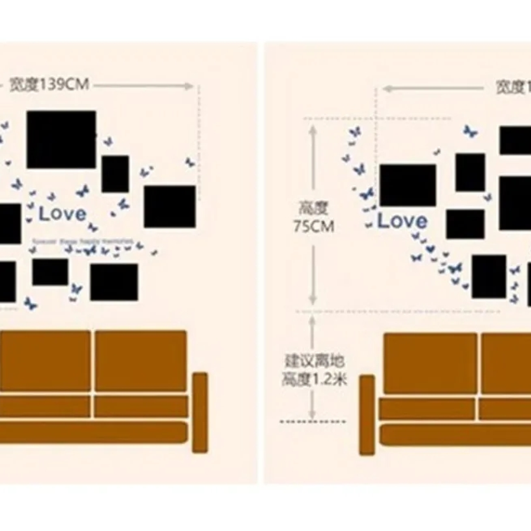 Set Marcos Foto Decorativo Pared 10 Piezas + Pegatinas 2