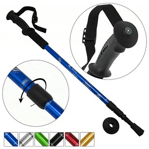 Bastón Trekking, 3 Tramos Mango Recto Antishock