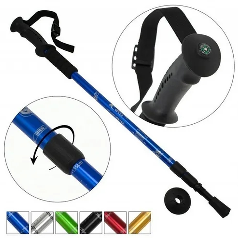 Bastón Trekking, 3 Tramos Mango Recto Antishock 1