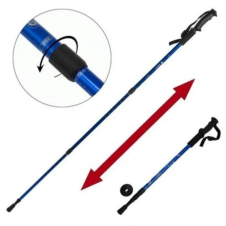 Bastón Trekking, 3 Tramos Mango Recto Antishock 3