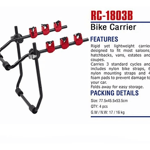 Porta Bicicleta Rack Soporte Bicicletas Hatchback Auto