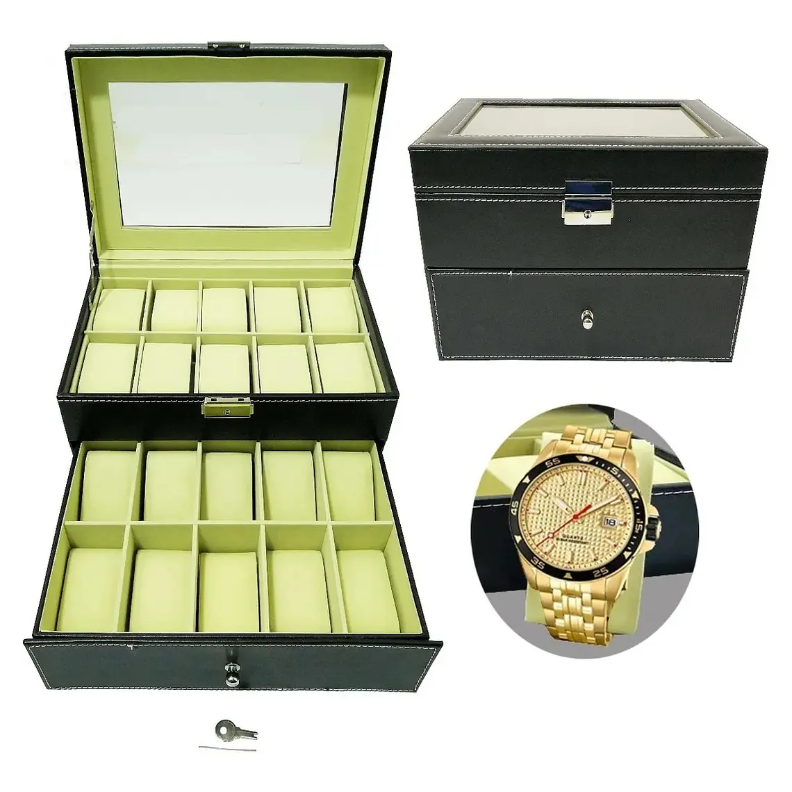 Caja Organizadora 20 Relojes Con Cajonera 1