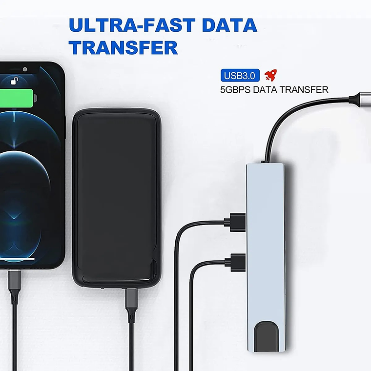 Adaptador Multipuerto Hub tipo C 8 en 1 2