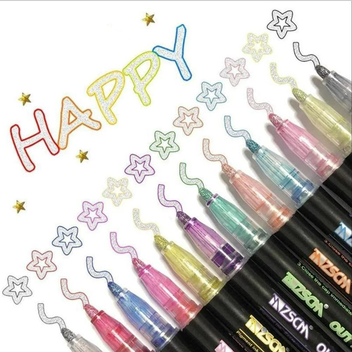 24 Marcadores Rotuladores Mágicos Doble Línea Metalizados 2