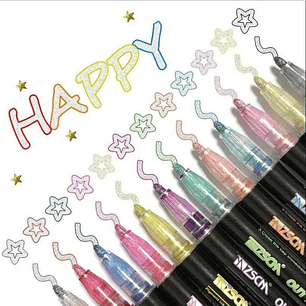 24 Marcadores Rotuladores Mágicos Doble Línea Metalizados