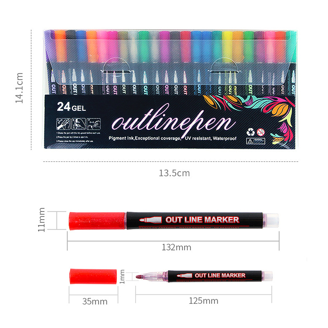 24 Marcadores Rotuladores Mágicos Doble Línea Metalizados 5