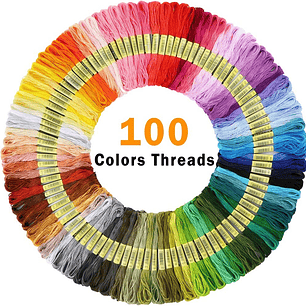 Set De Agujas De Bordado + Kit De 100 Hilos De Bordar