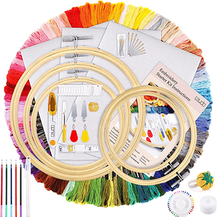 Set De Agujas De Bordado + Kit De 100 Hilos De Bordar