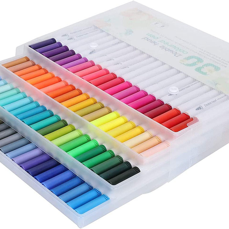 80 Marcadores De Doble Punta Tipo Pincel Colores 2