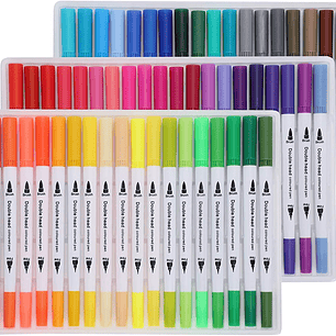60 Marcadores De Doble Punta Tipo Pincel Colores