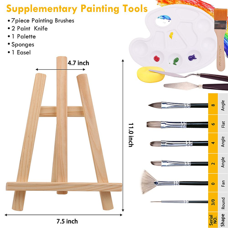 Kit 40pcs Lienzo Pintura Acrilica Bastidor Espatulas Pinceles 4