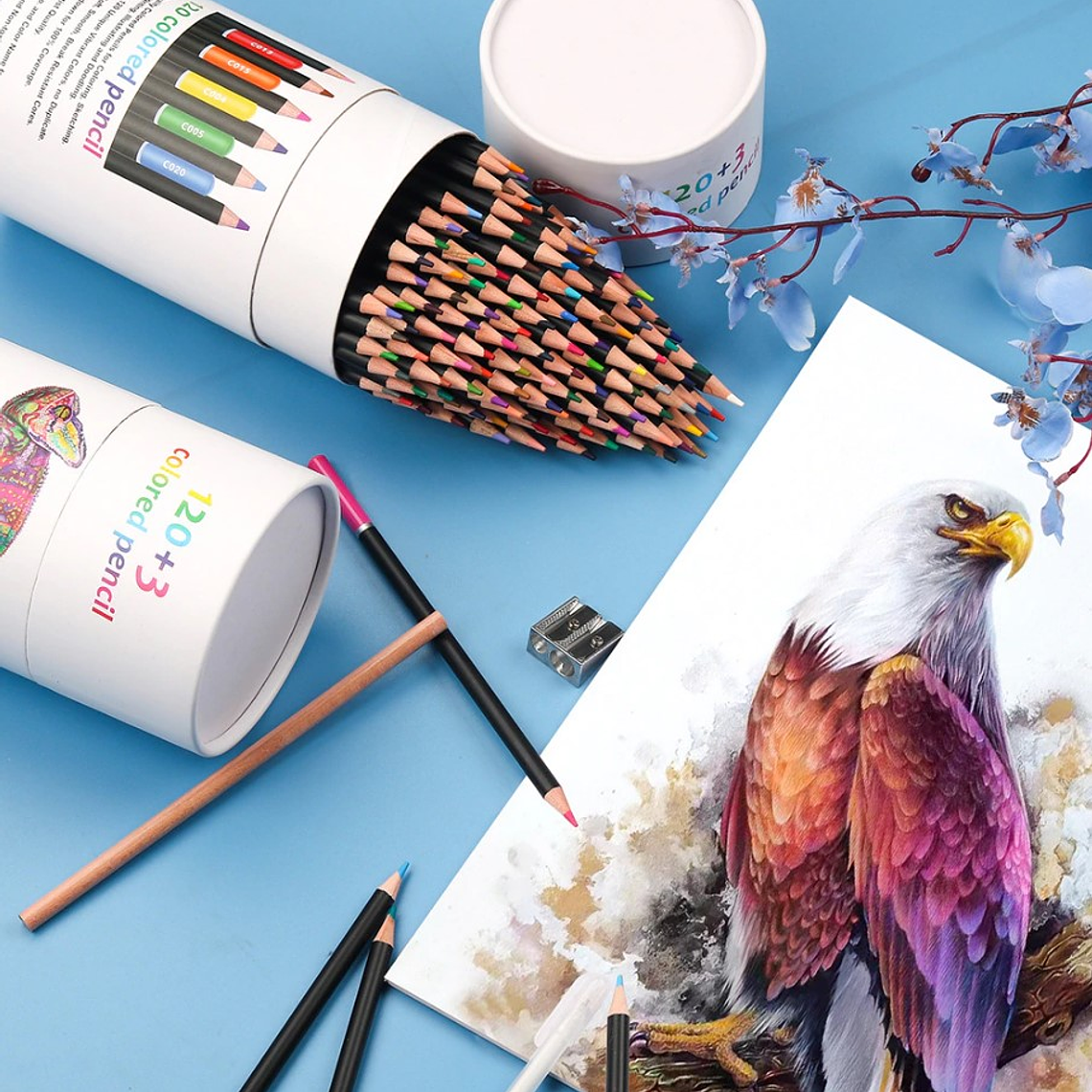 Set 120 Lapices Color Profesional Dibujo Caja Cilindrico 5