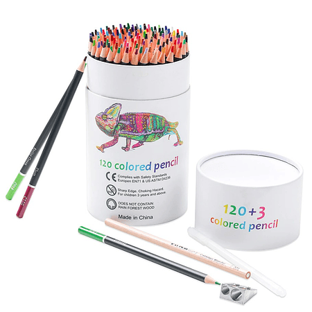 Set 120 Lapices Color Profesional Dibujo Caja Cilindrico