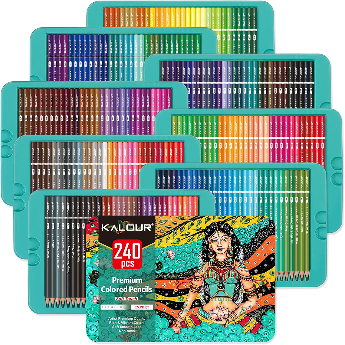 Set 240 Lapices Colore Arte Profesional Dibujo Caja Metálica 1