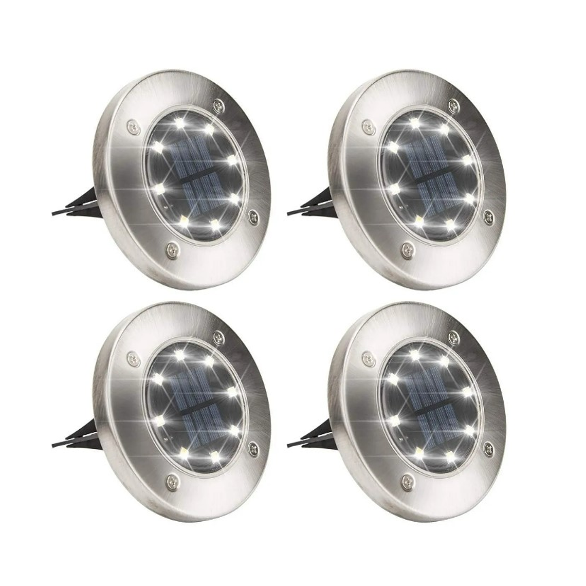 Pack X4 Luz Solar 8 Led Con Estaca Exterior Jardin 1