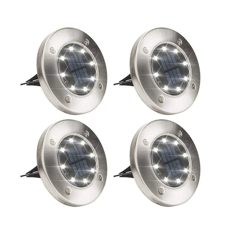 Pack X4 Luz Solar 8 Led Con Estaca Exterior Jardin 1