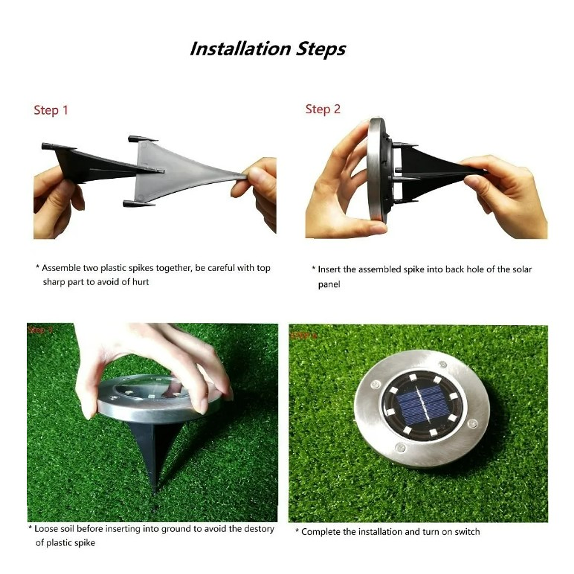 Pack X4 Luz Solar 8 Led Con Estaca Exterior Jardin 3