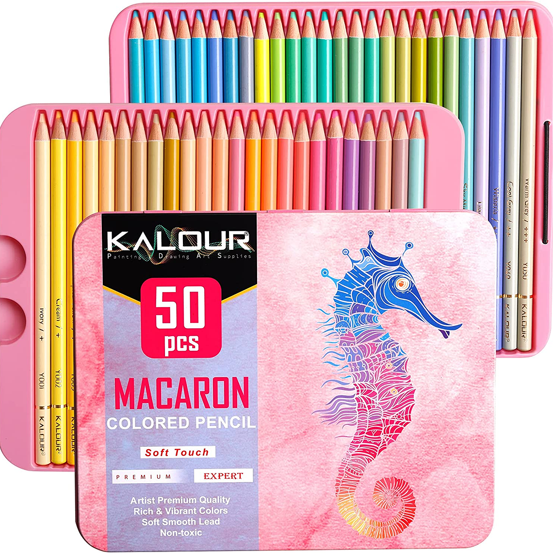 Set 50 Lapices Colores Macaron Arte Dibujo Caja Metálica 1