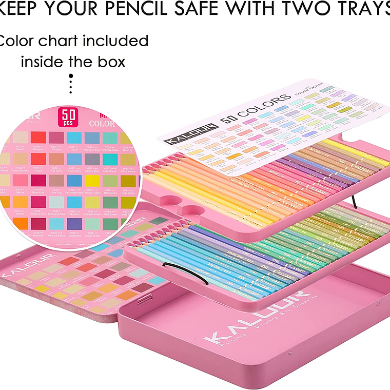 Set 50 Lapices Colores Macaron Arte Dibujo Caja Metálica 3