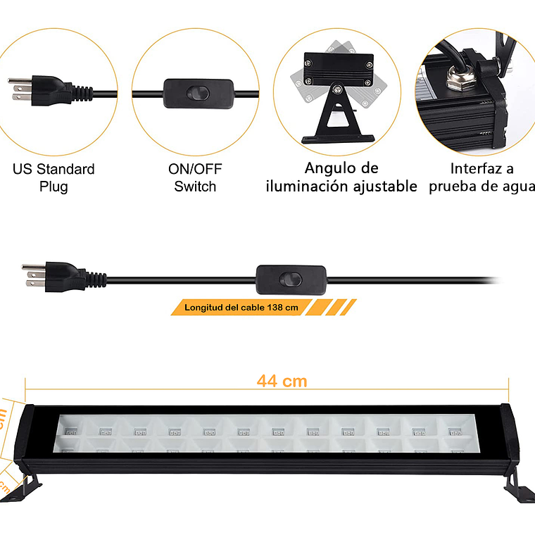 Barra Led Luz Ultra Violeta Fiesta Flúor 48w Uv 44cm 2