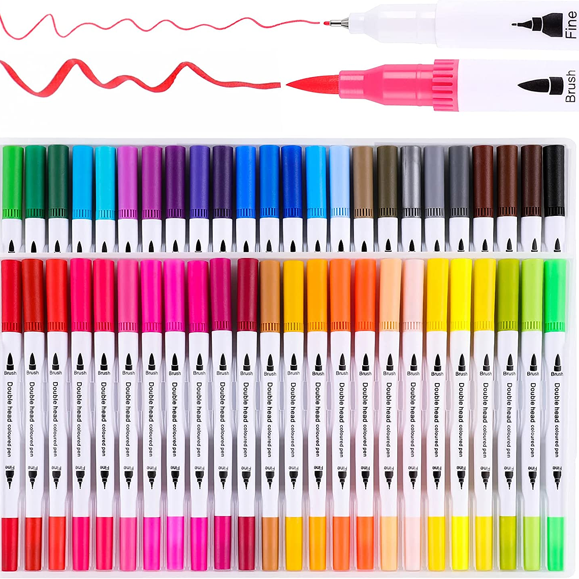 48 Marcadores De Doble Punta Tipo Pincel Colores 1