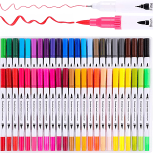 48 Marcadores De Doble Punta Tipo Pincel Colores