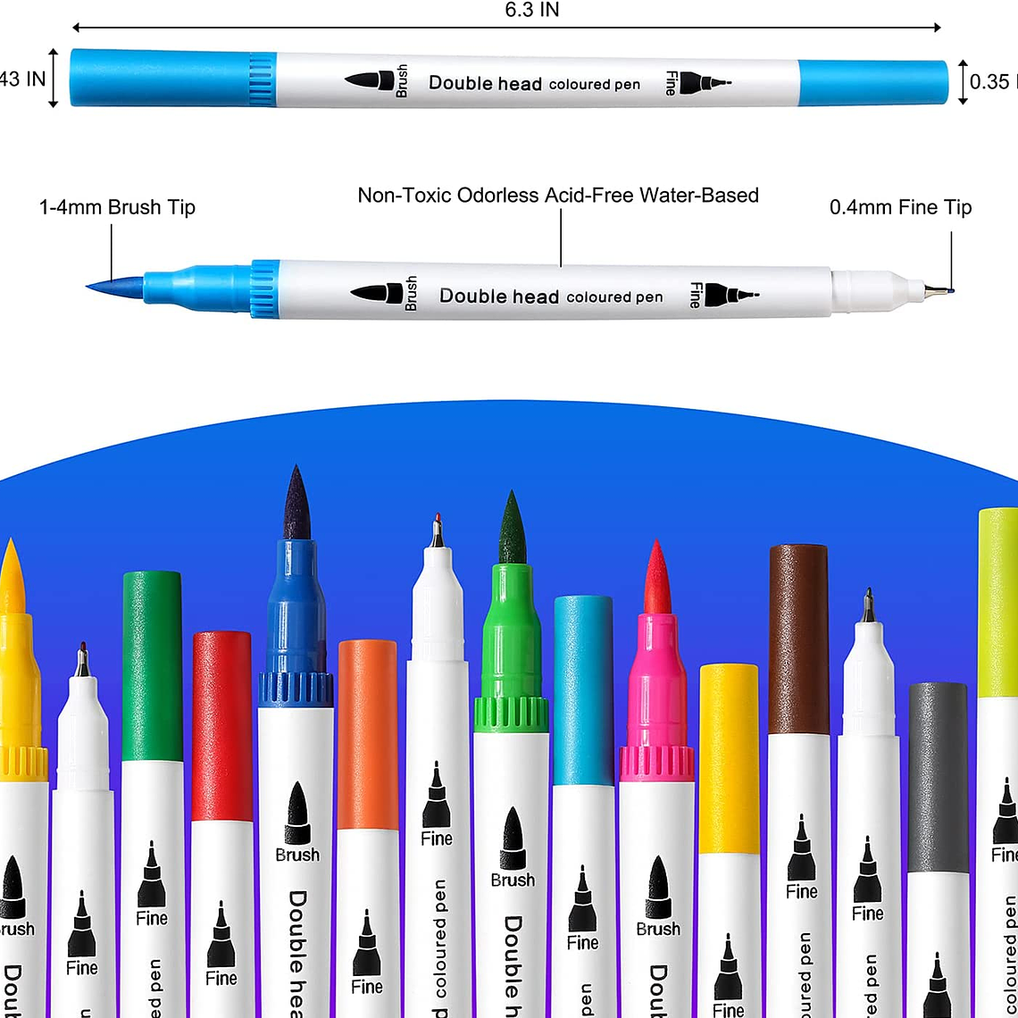 48 Marcadores De Doble Punta Tipo Pincel Colores 3