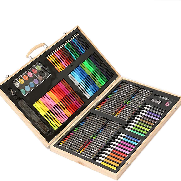 Set De Arte 180 Pcs Lapices Para Colorear Maleta De Madera 2