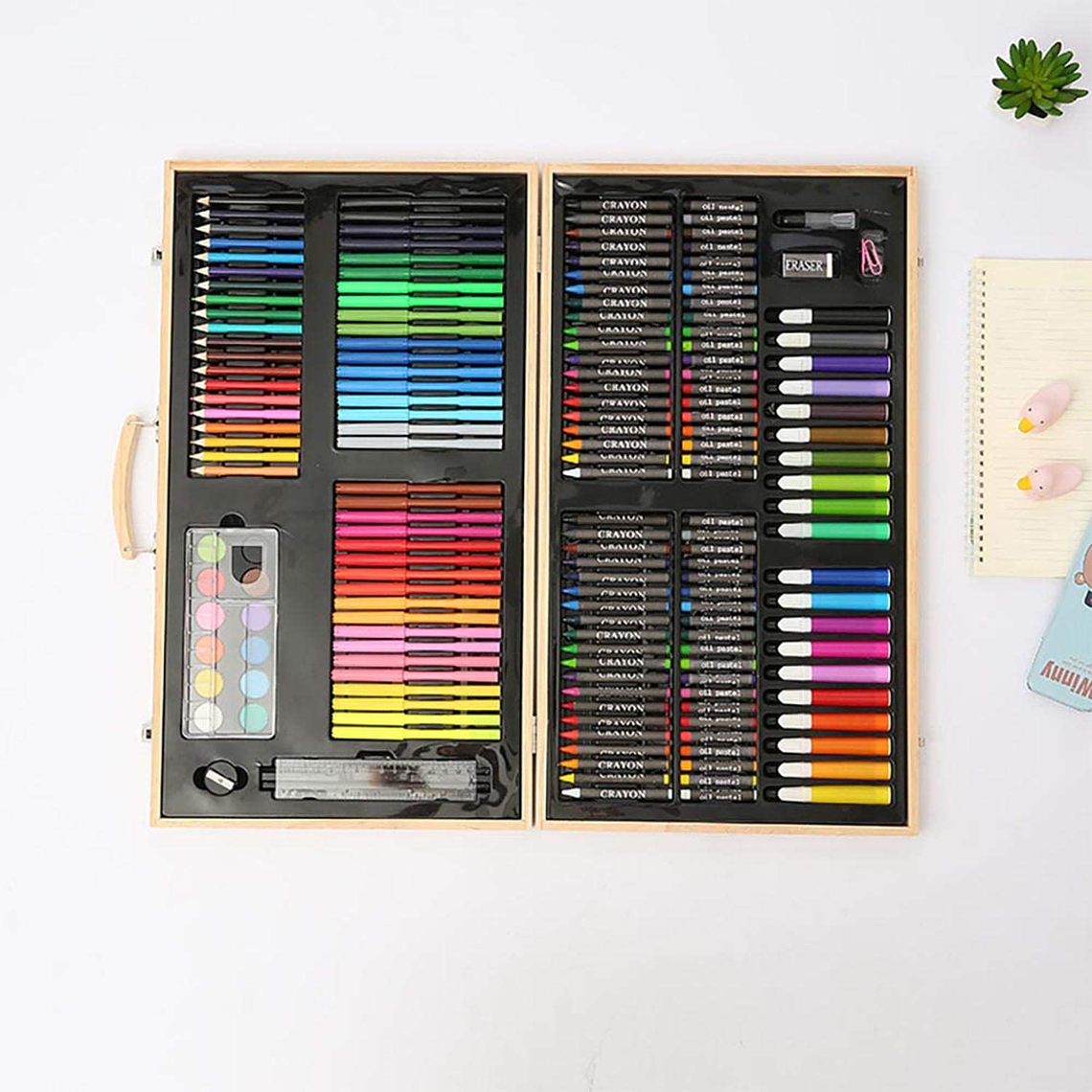 Set De Arte 180 Pcs Lapices Para Colorear Maleta De Madera 3