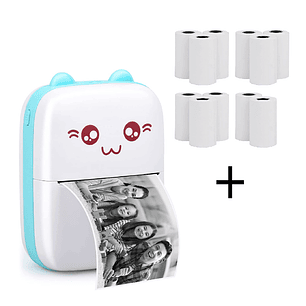 Mini Impresora Térmica Portátil Bluetooth Gatito + 11 Rollos