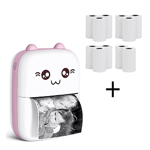 Mini Impresora Térmica Portátil Bluetooth Gatito + 11 Rollos