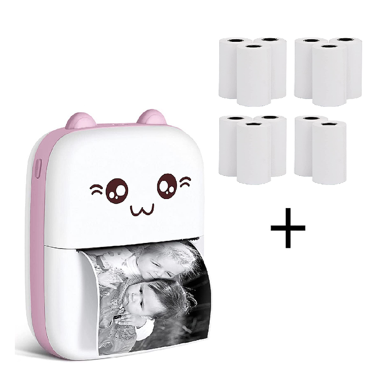 Mini Impresora Térmica Portátil Bluetooth Gatito + 11 Rollos 2