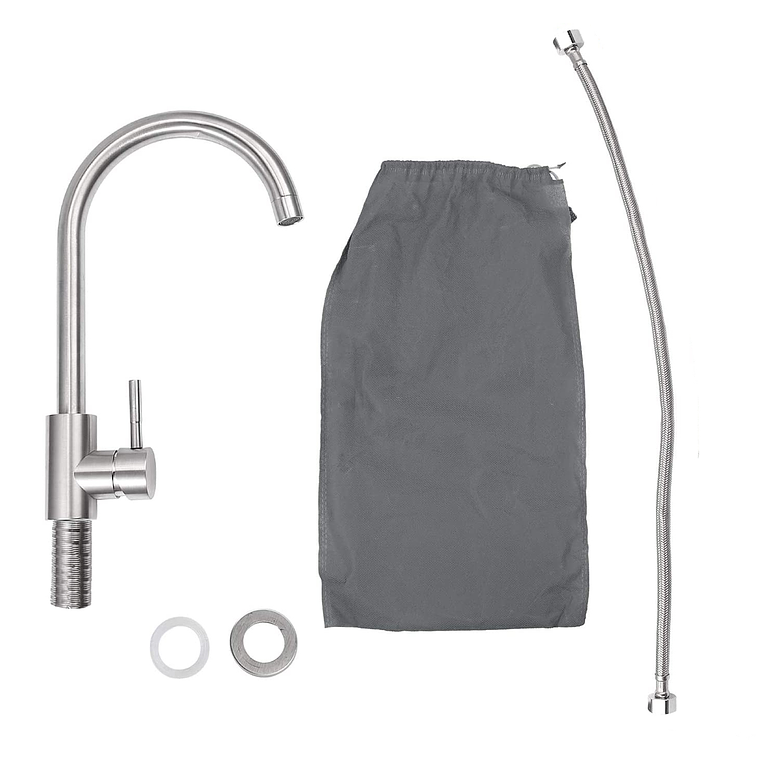 Grifo Monomando Llave Lavaplatos Lavaloza Acero Inoxidable 2