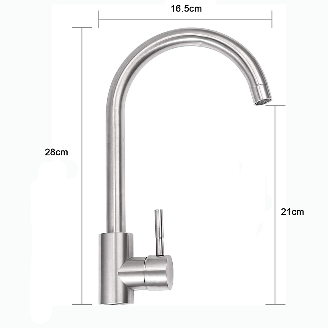 Grifo Monomando Llave Lavaplatos Lavaloza Acero Inoxidable 3