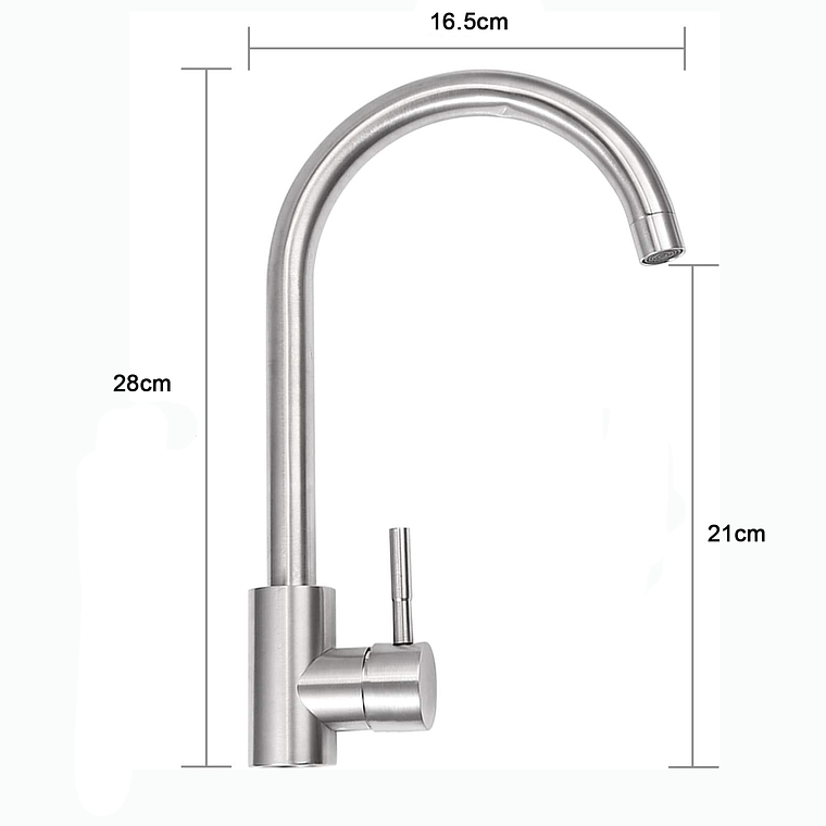Grifo Monomando Llave Lavaplatos Lavaloza Acero Inoxidable 3