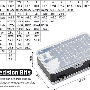 Set 115 Pcs Destornilladores Precisión Torx Magnéticos